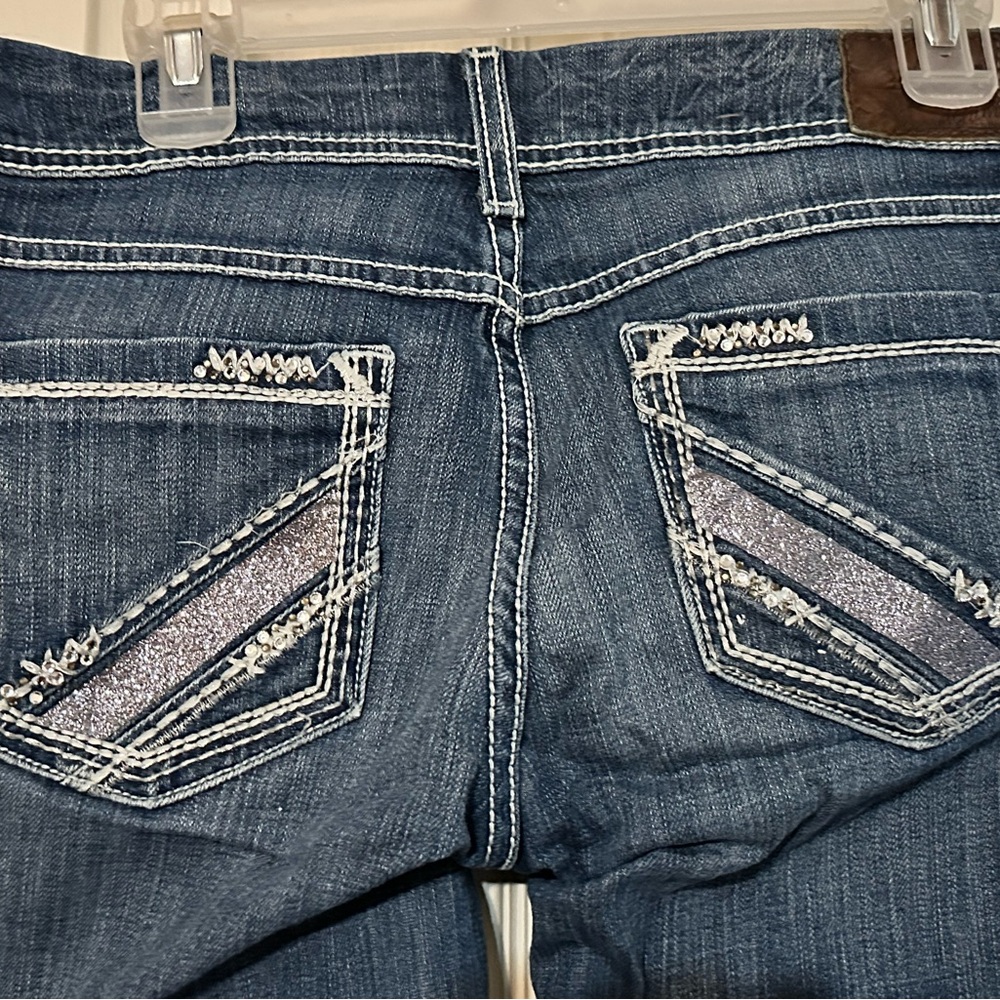 BKE Blue Jeans with Silver Glitter Accents